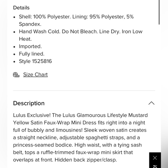 Lulus Glamorous Lifestyle Mustard Yellow Satin Faux-Wrap Mini Dress NWT - Picture 5 of 9